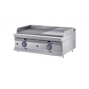 Fry top elettrico da banco con piastra ½  liscia ½ rigata 