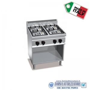 Cucina a gas su mobile a giorno 4 fuochi