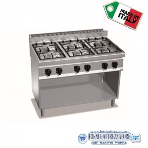 Cucina a gas su mobile a giorno 6 fuochi