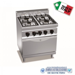 Cucina a Gas 4 fuochi su forno a gas GN1/1