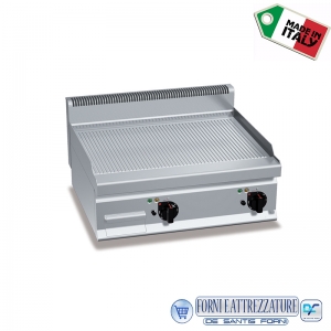 Fry Top elettrico da banco con piastra doppia rigata