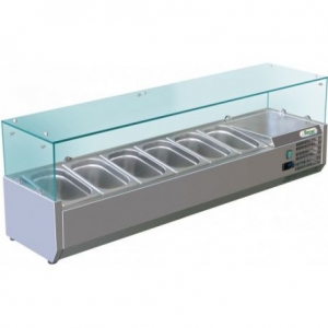 Vetrina refrigerata per pizzeria capacità 5 vaschette Gn1/3 + 1 Gn1/2