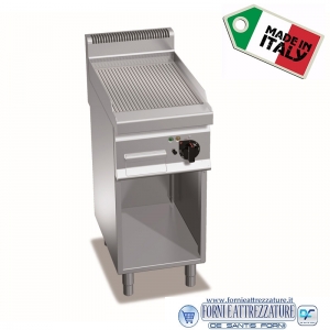 Fry Top a Gas su vano a giorno con piastra rigata Fry Top a Gas su vano a giorno con piastra rigata