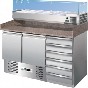 Banco refrigerato pizzeria refrigerazione statica + cassettiera