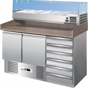 Banco refrigerato pizzeria refrigerazione statica + cassettiera Banco refrigerato pizzeria refrigerazione statica + cassettiera