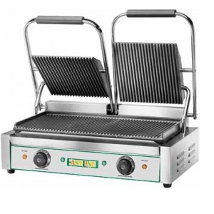 Piastra di cottura in ghisa 2 piastre rigate W 3600